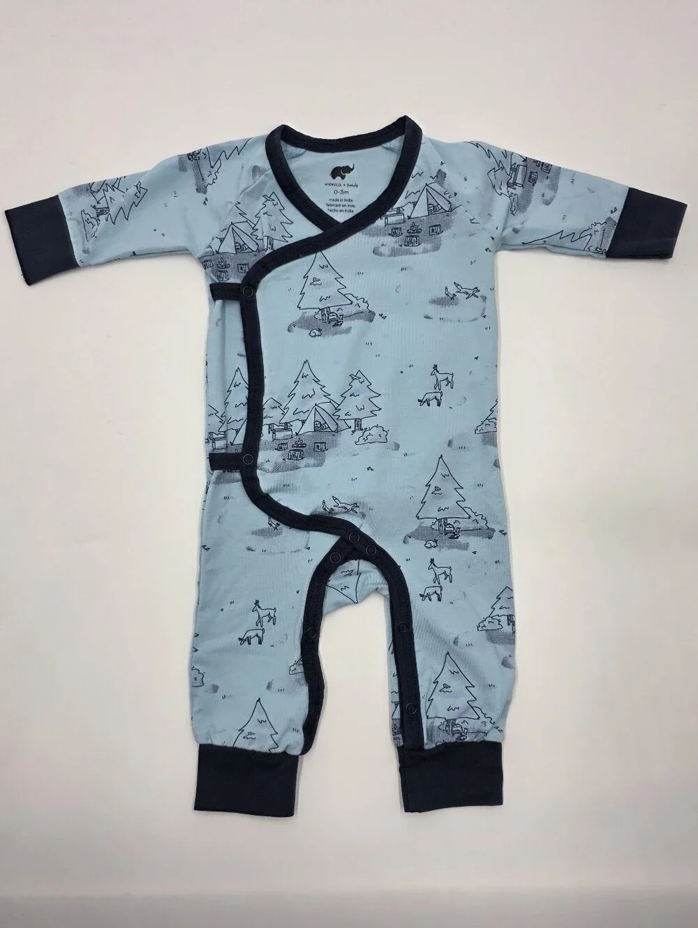 monica + andy baby boy woodland print outfit size 0-3 months